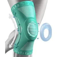 LaCute Kniebandage Kniestütze Patella-Gel mit Federstabilisatoren für Sport & Therapie (1-teiliges Kniebandage-Set für Sport, Fitness und Gelenkschutz, Kniebandage inkl. Stabilisatoren und Gel-Pad für Sport und Therapie), Ergonomische türkisfarbene K