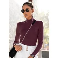 LASCANA Strickpullover mit Zierknöpfen am Ärmelabschluss, leichter Rollkragenpullover, Basic