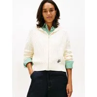Tommy Hilfiger Kapuzenstrickjacke CO CABLE MID GG LS ZIP HOODY mit Zopfstrickmuster