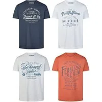 riverso T-Shirt Herren Printshirt RIVLeon Regular Fit (4-tlg) Kurzarm Tee Shirt mit Rundhalsausschnitt aus 100% Baumwolle