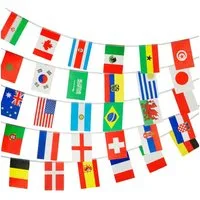 PHENO FLAGS Flagge Flaggenkette 10 Meter Girlande Fahnenkette Wimpelkette Deko, stabile Schnur