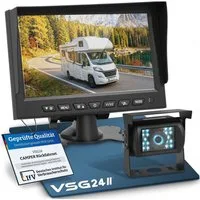 VSG24 7" Rückfahrsystem CAMPER für Wohnmobile inkl. Monitor, Kabel und 1 x Rückfahrkamera (Nachtsicht 12V-24V Wasserdicht Einfache Montage für Wohnwagen LKW)