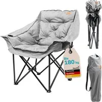 Skandika Klappstuhl XL Aukra, klappbar, gepolstert, leicht, Stahl Gestell, wasserabweisend (Spezialgestell mit zusätzlichen senkrechten Streben), 180 kg belastbar, Tragetasche, 2 Flaschenhalterungen, Breite Armlehnen
