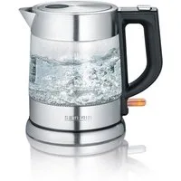 Severin Wasserkocher WK 3468, 1 l, 2200 W, 1 Liter, Edelstahl, Klappbarer Deckel mit großer Öffnung