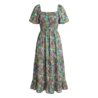 AX Paris - Midikleid für Damen, Rüschensaum, Polyester, Sommer (Bunt)