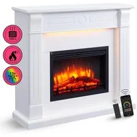 Balderia Elektrokamin Elektrokamin Standkamin BALDERIA Hikaru – Heizung bis 2000 W, weiss, 3D-Flammeneffekt, LED, App-Steuerung, Fernbedienung, Timer