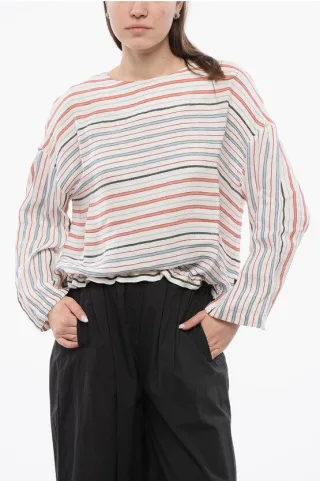 Balanced Stripe VARSITY Bluse aus Leinenmischung in Mehrfarbig