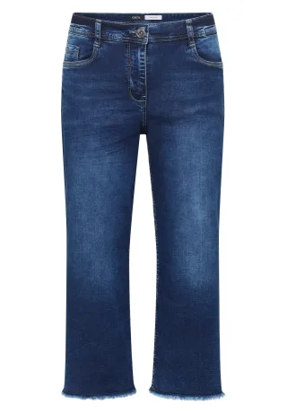CECIL - 3/4 Wide Leg Jeans im Loose Fit mid blue used wash - Gr. - 3