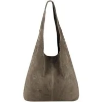 ITALYSHOP24 Schultertasche Made in Italy Damen Leder Wildleder Tasche Umhängetasche Beuteltasche, Premium Business Echtleder Shopper Bag leicht groß klassisch geräumig