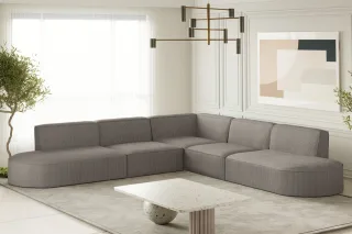 Ecksofa Designersofa PALMA Stoff Scala Grau Seite Universal