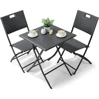TLGREEN Balkonset 3-teiliges Rattan Gartenmöbel Set, (Hochwertiges PE-Rattan + Verstärkter Metallrahmen, Wetterfest & Pflegeleicht), Gartenmöbel Set Ideal für Garten, Terrasse, Balkon & Café