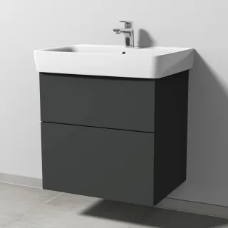 Sanipa 3way Waschtischunterbau zu Geberit Renova Plan Waschtisch mit 2 Auszügen, Graphit-Matt SP8761B