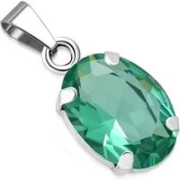 BUNGSA Anhänger Set Anhänger Kristall oval Silber aus Edelstahl Damen mint (1-tlg), Pendant Halsketten
