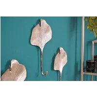riess-ambiente Wandgarderobe GINKGO 30cm silber (Set, 3 St., 3x Kleiderhaken), Flur · Metall · Blatt · Wanddekoration · Kleiderhaken · Boho