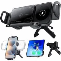 MOPUEA Smartphone-Halterung 2-in-1 Foldable Car Phone Holder & Wireless Charger, Drehbare, (15W Dual Coils Fast Charger Auto,Induktion Doppelspule Kabellose Kfz-Ladegeräte, 1-tlg., High Intelligent Mobile Phone/Pad Holder, Handyhalterung Auto, Drehba