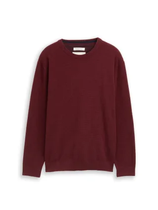 Tom Tailor - Basic Pullover in Unifarben mit Rundhalsausschnitt rot - Gr. - L