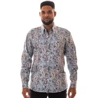 Relco Langarmhemd Herren Paisley hellblau rot