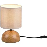 Reality Leuchten Nachttischlampe, Dimmfunktion, LED wechselbar, Warmweiß, kleine dimmbar-e Landhausstil Fensterlampe, Lampenschirm Beige H: 23cm