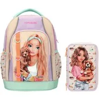 Depesche Kinderrucksack TOPModel Schul-Set SUNNY DOG 2er Set (1x Schulrucksack, 1x Federmäppchen, 2-tlg)