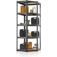 Juskys Eckregal Corner Basic, 5 Böden aus MDF-Holz, 175kg Traglast je Boden, Abstände frei wählbar