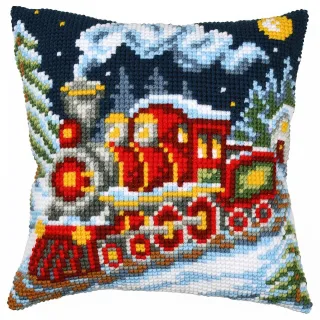 Kreuzstichkissen "Weihnachtszug"