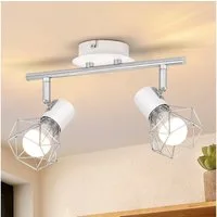 ZMH Deckenleuchte 2 Flammig Schwenkbar Deckenstrahler - Innen Weiß Industrial E14 350°, LED fest integriert, Schwenkbar