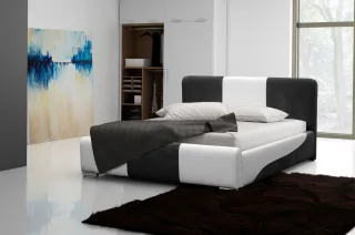 Polsterbett Bett Doppelbett PASCAL Weiss- Schwarz 160x200cm