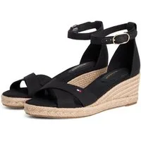 Tommy Hilfiger MID WEDGE ESPAD X CROSS Keilsandalette Sommerschuh, Riemchensandale mit Jutebesatz - schmale Form