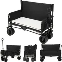 COSTWAY Bollerwagen, 2 in 1 Handwagen faltbar mit Sitzbank, bis 80kg