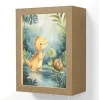 OnlyWow Wandleuchte Lightbox Dinosaurier - Schildkröte - Illustration - Aquarell - Jungen, Dimmbar, Farbwechsel, LED, Warmweiß, Kaltweiß, Neutralweiß Einstellbar, Wandlampe Innen, Dimmbar, mit Kabel, LED, Beleuchtung, Kinderzimmer