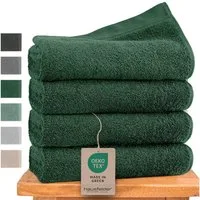 Hausfelder Handtücher Premium Handtuch Set (Dunkelgrün, 4 Handtücher 50x100cm), (Set, 4-St), 100% Baumwolle, weich, saugfähig, Uni-Farben