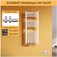 SONNI Badheizkörper Handtuchtrockner Handtuchwärmer Mittelanschluss, Weiß, mit/ohne Thermostat
