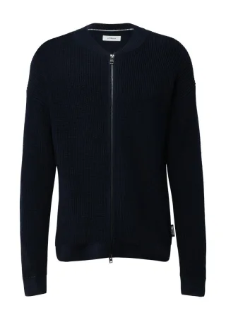 s.Oliver Red Label - Strickjacke mit Bomberkragen und Zwei-Wege-Reißverschluss blau - Gr. - L