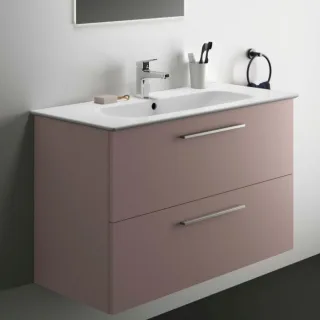 Ideal Standard i.life A Möbelwaschtisch-Paket K8745NH 104x46x64,5cm, 1 Hahnloch, Griff Chrom gebürstet, greige matt