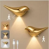 Lapalife LED Wandleuchte Akku Vogel-Wandleuchte Innen, Wandlampe Mit Bewegungsmelder, 3 Farben, 2er Pack, Kabellos Magnetisch, für Kinderzimmer Flur Treppe Dekoration