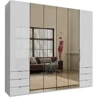 WIEMANN Falttürenschrank Kansas, Kleiderschrank, Schrank, Wäscheschrank, mit Glas und Spiegel (2 Breiten, MADE IN GERMANY) inkl. gepämpften Schubkästen und Türen, mit Panoramaöffnung