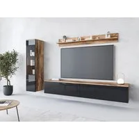 Home affaire Wohnwand VERA I, Vitrinen Türanschlag links/rechts wechselbar, (Komplett-Set, 3-St), Mediawand 230 cm, Vitrine mit Verglasung, stehend und hängend