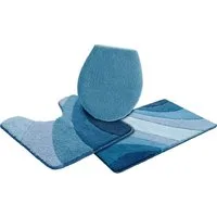 OTTO home Badematte Josie, Badvorleger, Badezimmer Teppich, Höhe 20 mm, rutschhemmend beschichtet, schnell trocknend, strapazierfähig, fußbodenheizungsgeeignet, Polyester, rechteckig, 3-tlg. Stand-WC Set, Badteppich, Badematten, rechteckig, rund & al
