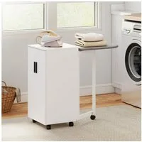 HOMCOM Bügelbrett mobiler Aufbewahrungsschrank, Bügelfläche 86x39 cm, Klappbar, platzsparend, mit Stauraum