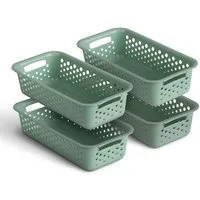 Pro Home Aufbewahrungskorb Modularer Kunststoffkorb Kunststoff Box (4 St), Aufbewahrungsbox mit Griffen - BPA-Frei - Organizer Körbchen Bad Küche