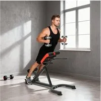 SPORTNOW Hantelbank mit Beinfixierung, Haltegriffen, (Hyperextension Rückentrainer, 1-tlg., Höhenverstellbar Bauchtrainer), bis 120 kg, Rückenstrecker für Zuhause, Fitness