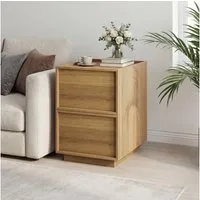 BBWL Nachttisch 1/2 St,2 Schubladen modern grifflos Holz MDF, Beistelltisch Schlafzimmer, Nachttisch Eiche kompakt stabil Staurau
