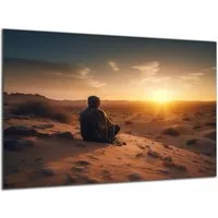 DARO Design Leinwandbild Modern Abstrakt Wandbilder XXL Wandbild Wand Deko Leinwand Bilder, (Sonnenuntergang mit Mensch - Bild groß Wohnzimmer Schlafzimmer Küche Esszimmer Einteilig Querformat Fotodruck Leinwände Wanddeko Abstrakte Kunst Boho), 30x20