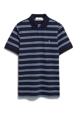Armedangels - Gestreiftes Poloshirt blau/cyan - Gr. - L