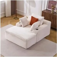 Vankel Sofa Sofas Wohnzimmer Schlafsofa Couch klein Cord Relaxsessel, Werkzeuglos, weich gepolstert mit Decken-Kissen & Getränkehaltern