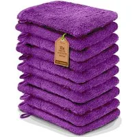 NatureMark Waschhandschuh 10er-Set Frottier Waschhandschuhe, 100% Baumwolle (10-St), Premium Frottier Waschhandschuhe, 15x21cm, Lila