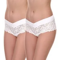 Merry Style Lange Unterhose Damen Unterhose Hipster Hot Pants mit Spitzenbesatz MSGAB155-2P (1-St)