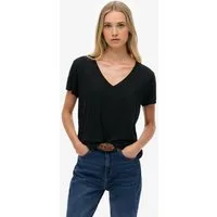 Superdry T-Shirt STUDIOS SLUB EMB VEE TEE Baumwollmischung, relaxed fit