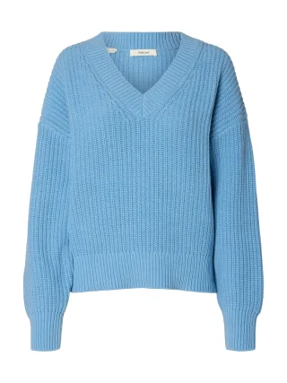 selected women - SLWSELMA SUS LS KNIT V-NECK Blissful Blue - Gr. - M