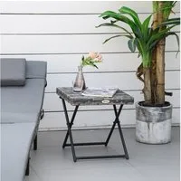 Outsunny Gartentisch klappbar, Polyrattan, Gartenmöbel (Couchtisch, 1-St., Beistelltisch), für Garten, Balkon, Grau